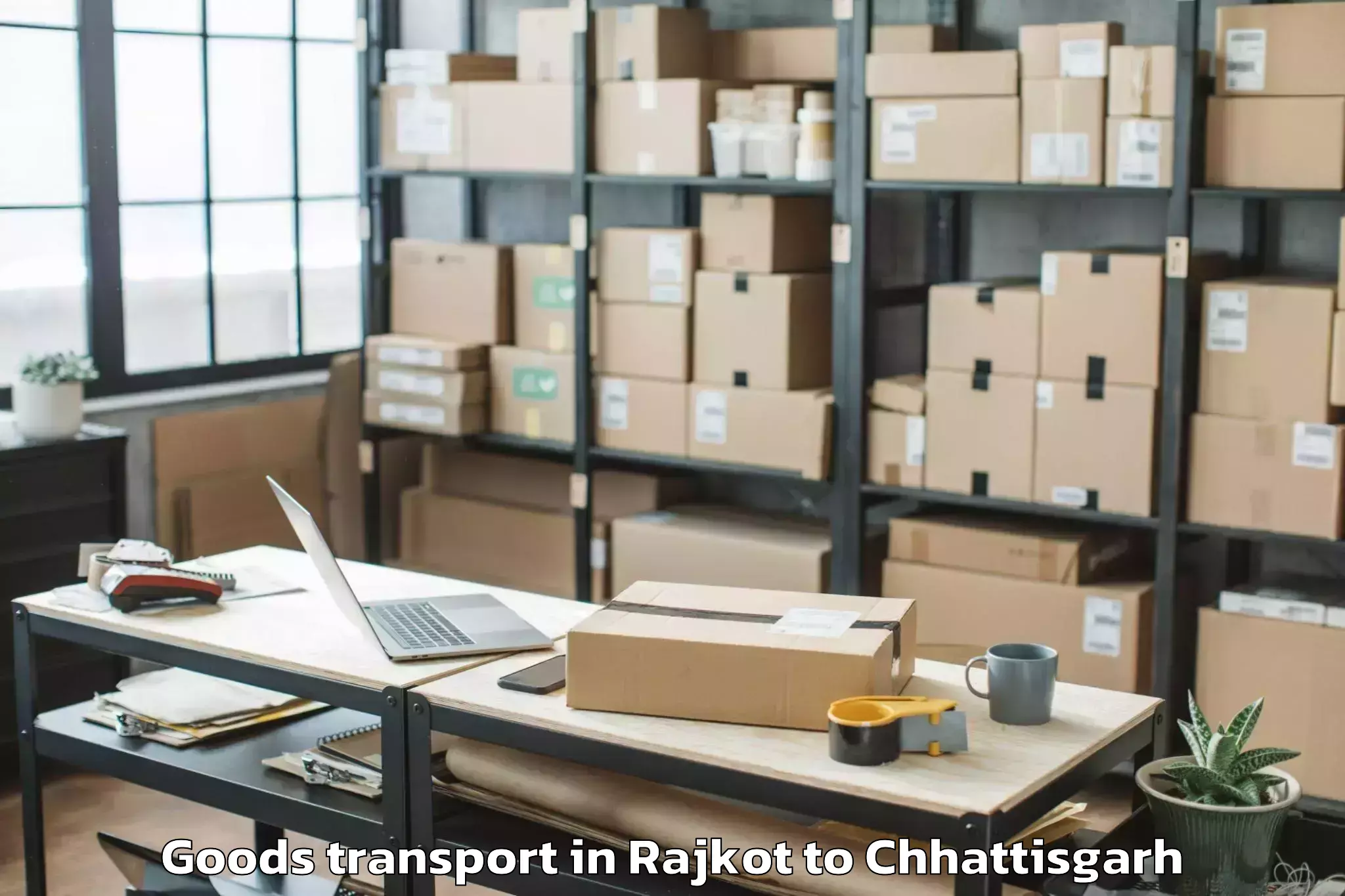 Top Rajkot to Khairagarh Goods Transport Available